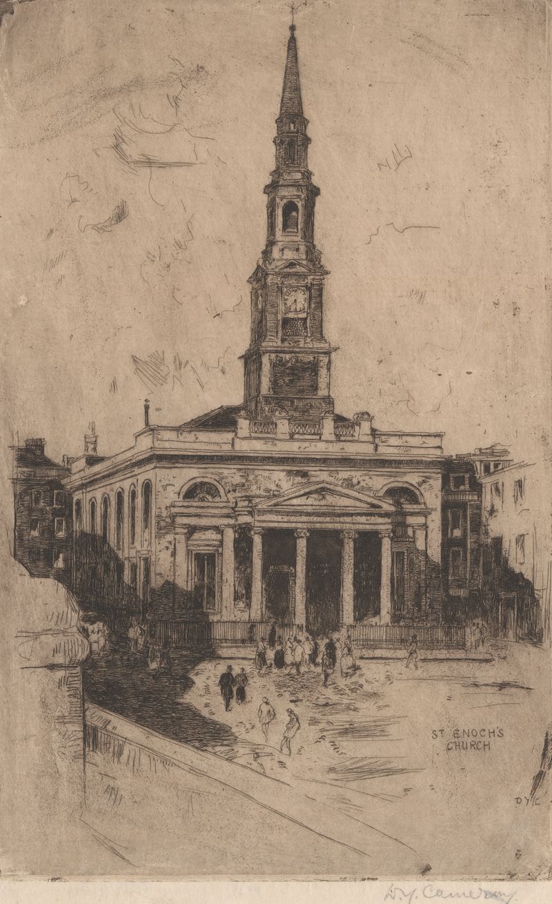 Etching of St. Enoch’s Church in Glasgow by David Young Cameron