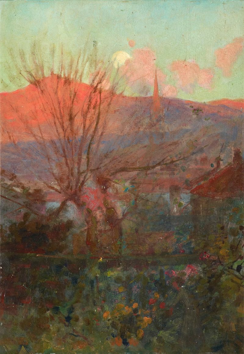 Landscape oil painting by James Nair featuring vibrant greens and soft light