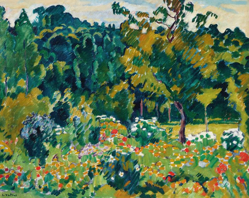 Jardin fleuri à Choisel by Louis Valtat, oil on canvas depicting a vibrant garden.