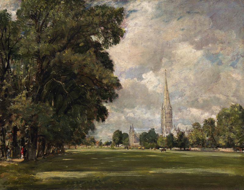 Salisbury Cathedral from Lower Marsh Close, pintura al óleo de John Constable