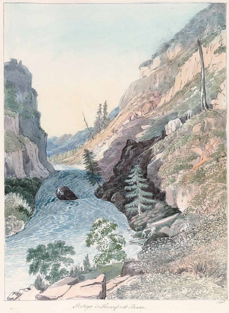Paisaje de un río en escarcha de Charles Hamilton Smith, pintura al óleo