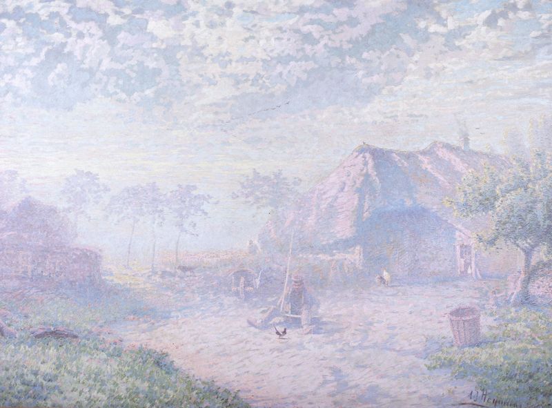 Landscape with soft morning light and shadows by Adrien-Joseph Heymans, Impressionism