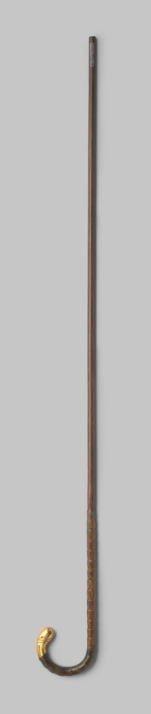 Decorative art piece by Gustav Schnitzler featuring a coconut palm handle and gilded metal tip