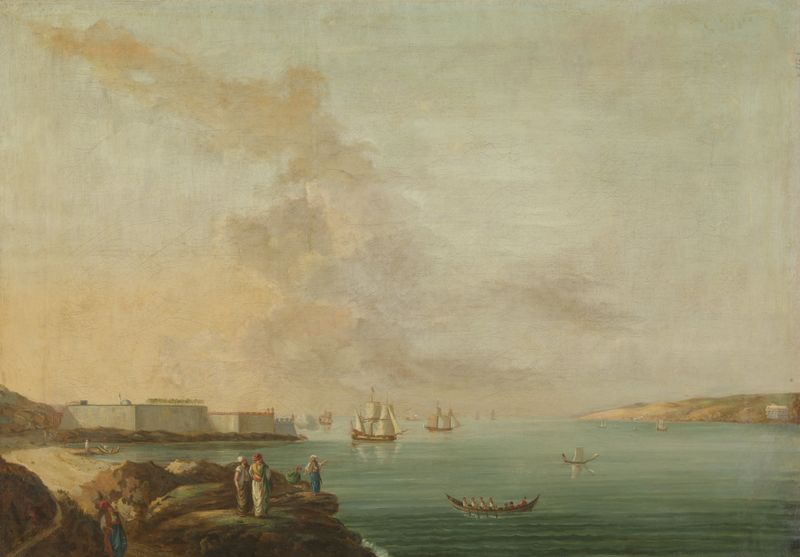 Paisagem marinha de Antoine van der Steen, óleo sobre tela