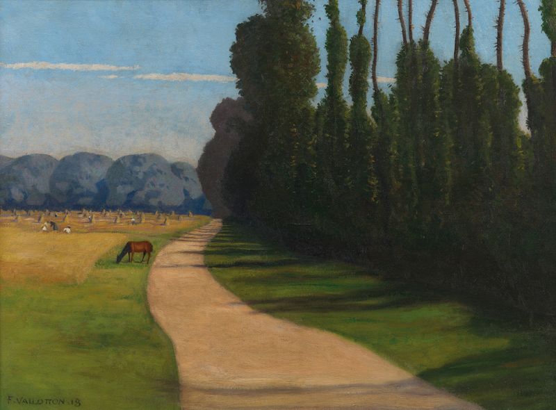 Landscape with vibrant colors and shadows by Félix Vallotton, oil painting