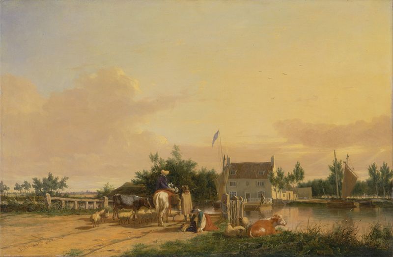 Buckenham Ferry no rio Yare, óleo sobre tela de Joseph Stannard