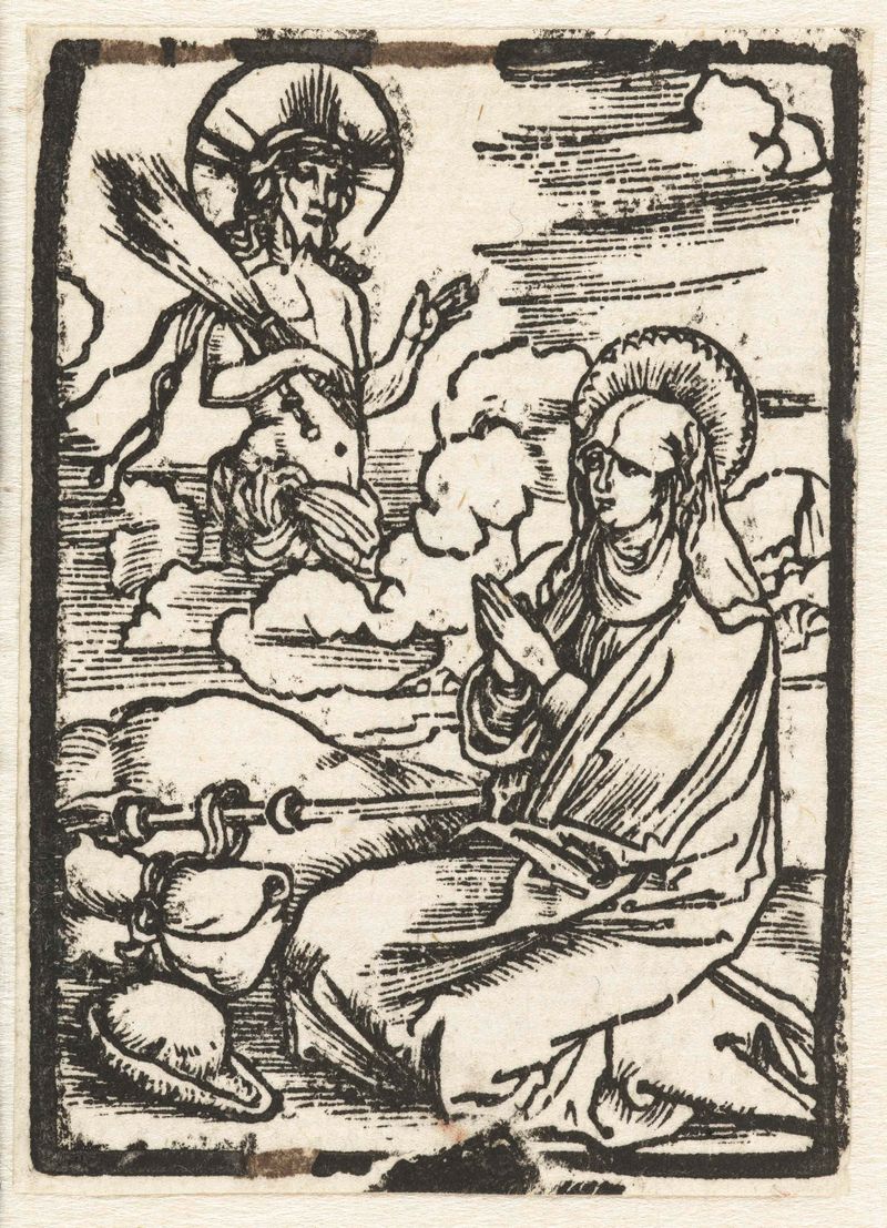 Heilige Brigitta de Albrecht Dürer, medio en papel, con una figura serena y un halo