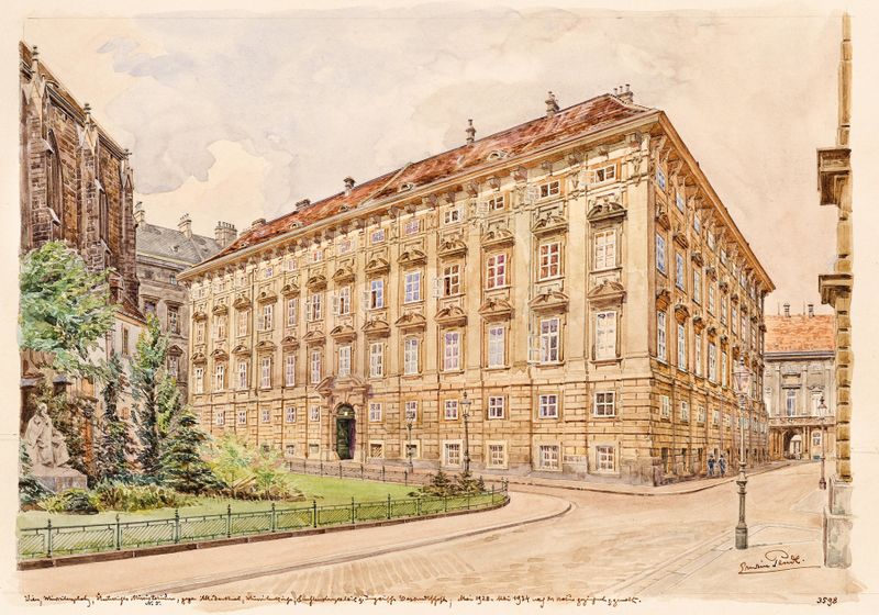 The Ministry of Education on Minoritenplatz, oil on canvas by Erwin Pendl
