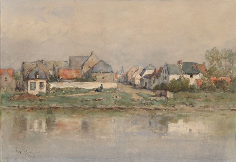 Eisden by Willem Roelofs, oil on canvas depicting a tranquil landscape with soft pastels