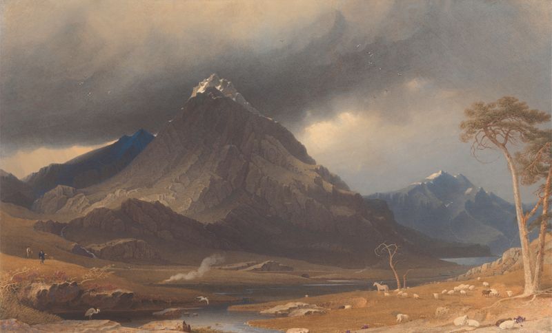 Landscape of Tryfan, Carnarvonshire by George Fennell Robson, oil painting