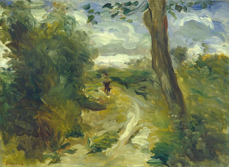 Landscape between Storms de Pierre-Auguste Renoir, pintura a óleo de colinas serenas e nuvens turbulentas