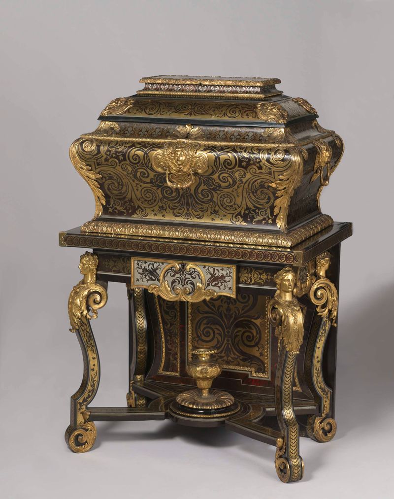 Duas caixas decorativas de madeira e metal de André-Charles Boulle