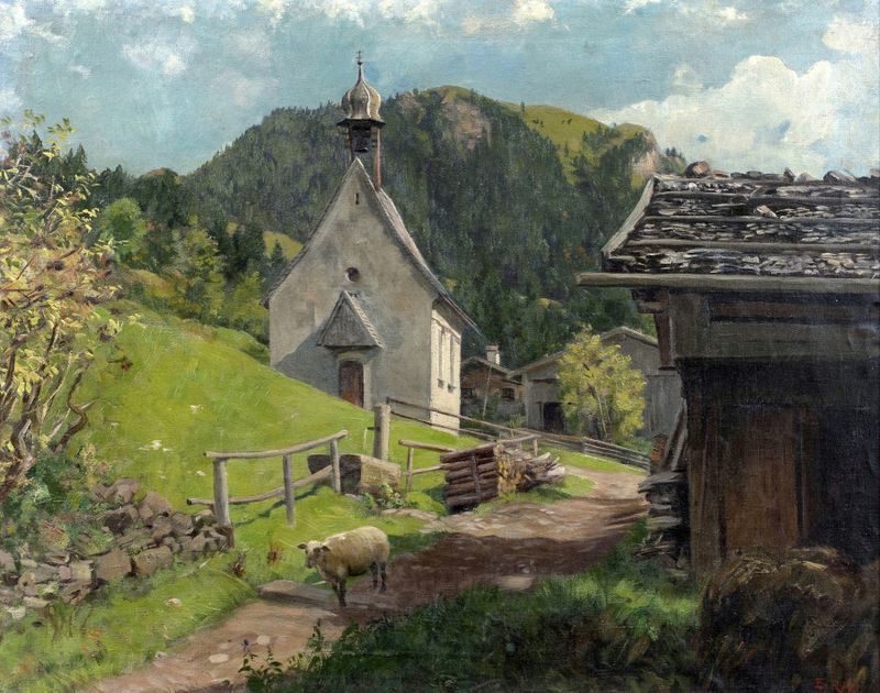 Paisaje de colinas onduladas en Aus Südtirol de Emil Rau, medio desconocido