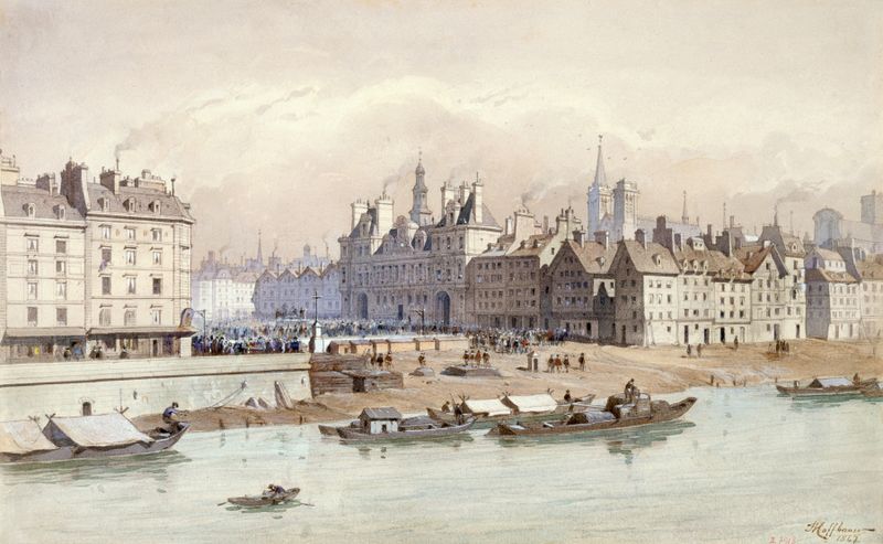 Architecture of Hôtel de Ville in Fédor Hoffbauer's modernism artwork