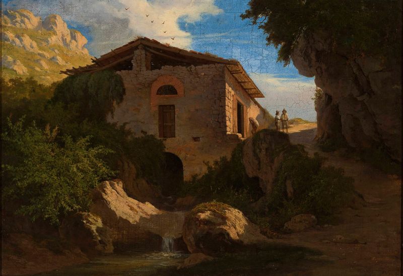 Paisaje romántico de Albert Żamett, que muestra colinas onduladas y naturaleza tranquila.