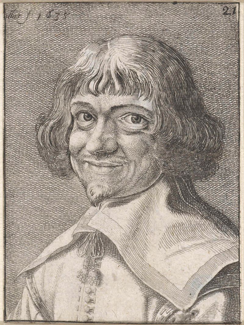 Retrato de un hombre sonriente, grabado de Wenceslaus Hollar