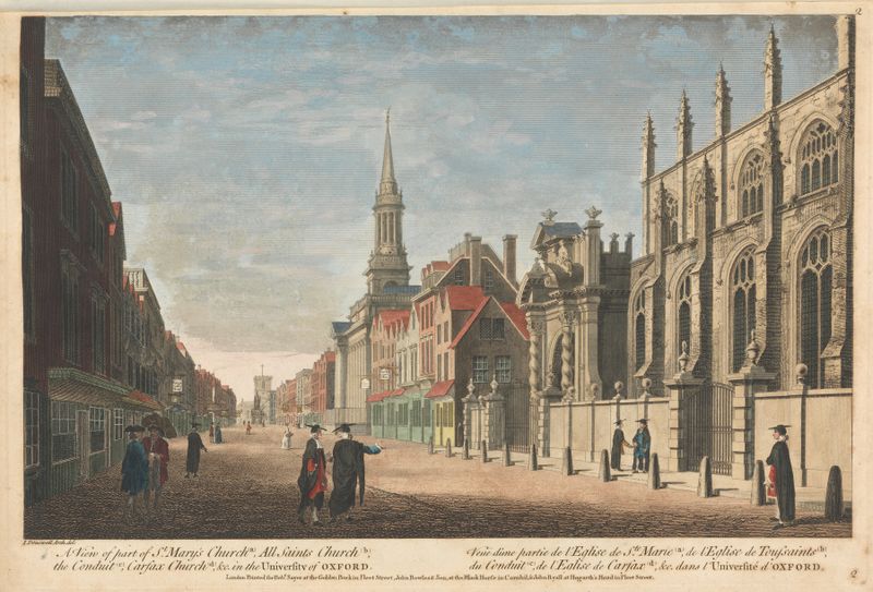 Oil on canvas by John Donowell depicting St. Mary’s Church and other buildings in Oxford