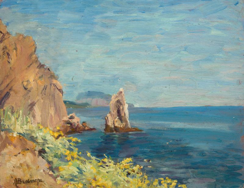 Landscape with hills and soft sky by Lilly Walther, Post-Impressionism