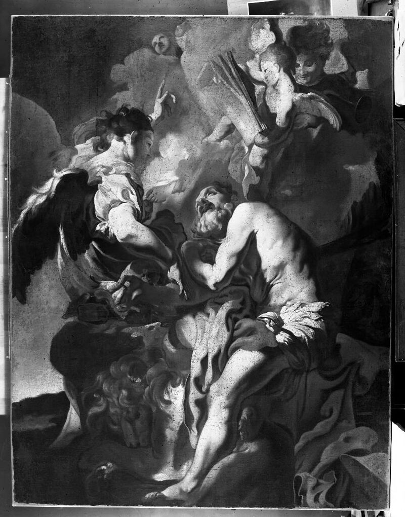 La visión de San Jerónimo, óleo sobre lienzo de un artista no identificado