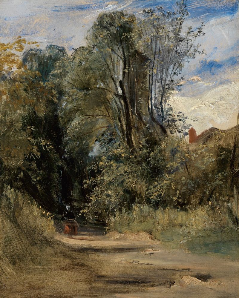 Um caminho na floresta com luz filtrada, pintura a óleo de Richard Parkes Bonington
