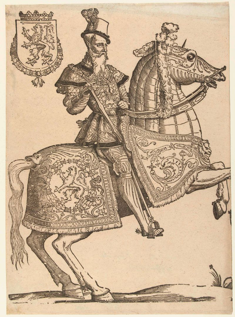 Retrato de Reinout III a caballo, papel de Cornelis Anthonisz