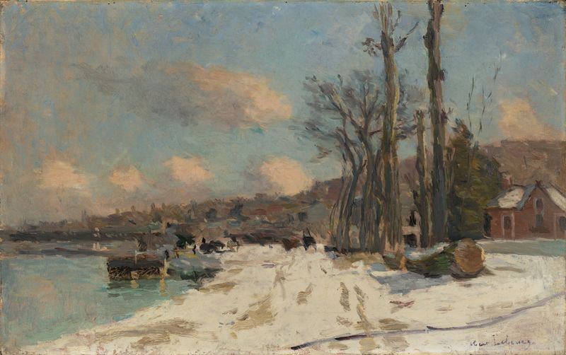 Escena de nieve por Albert Charles Lebourg, óleo sobre lienzo