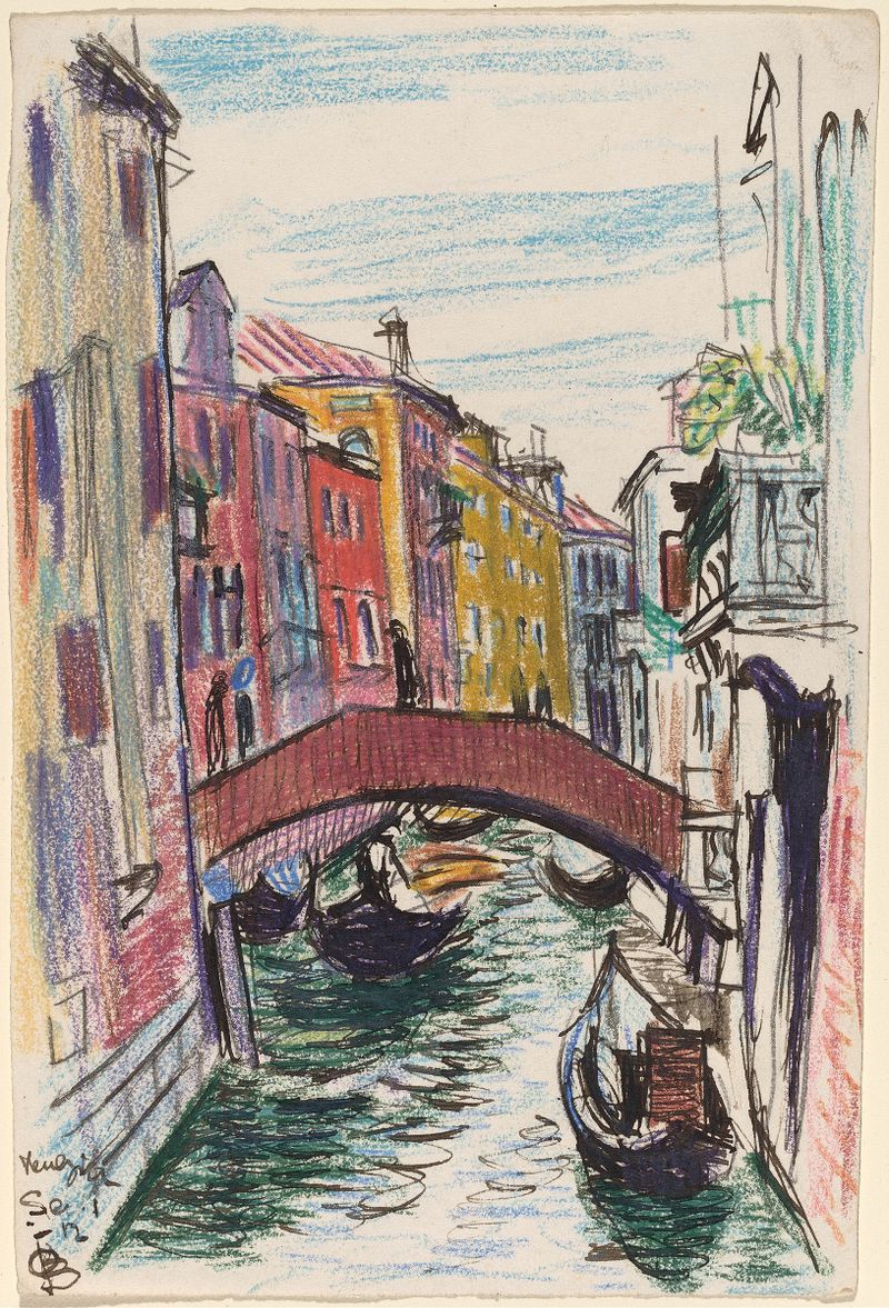 Expressionism oil painting of a canal in Venice by Oscar Bluemner