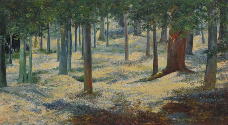 Autumn landscape with vibrant trees, oil on canvas by Joaquín Clausell