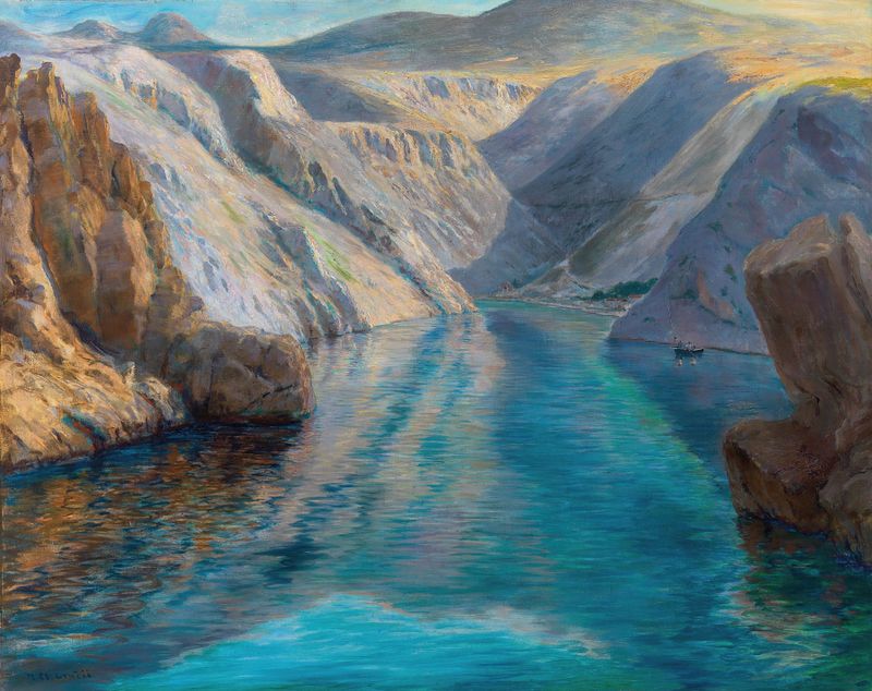 Landscape with soft colors in an impressionist style by Menci Clement Crnčić