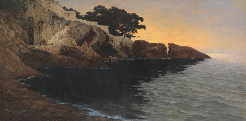 Paisaje de Capri de Paul Von Spaun, pintura al óleo