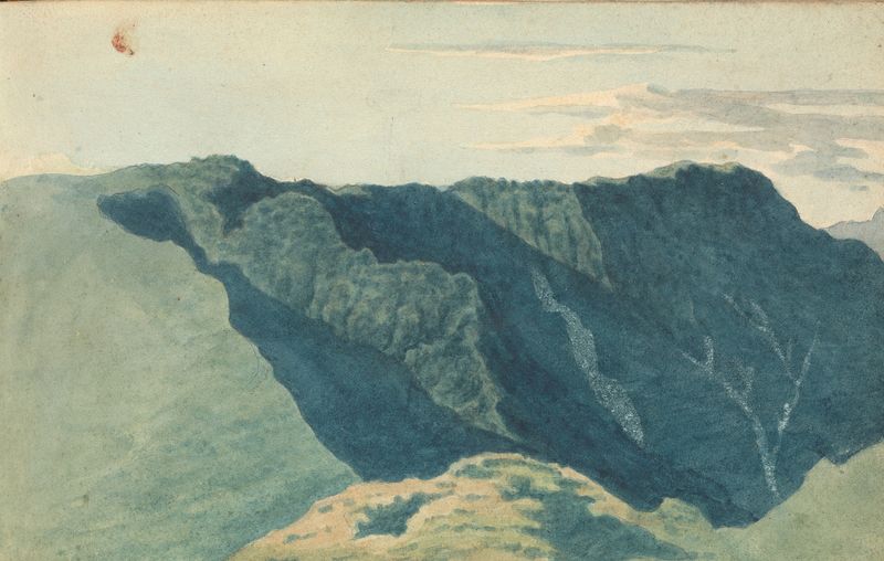 Escena de paisaje montañoso de Thomas Bradshaw, medio desconocido