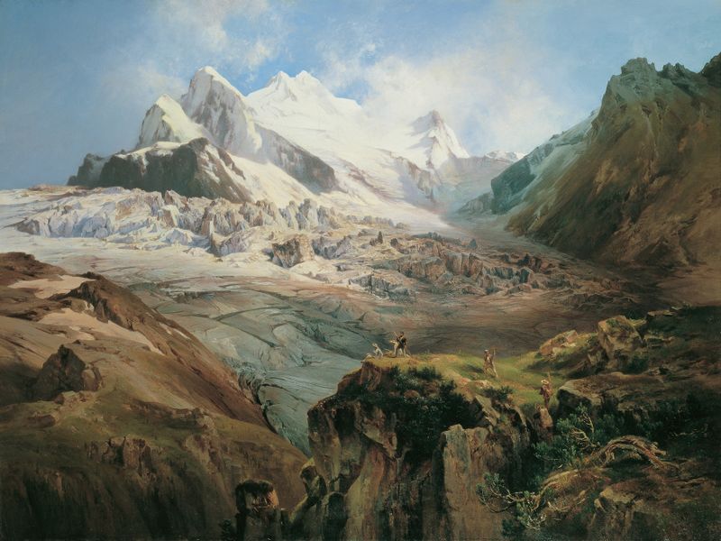 Paisagem de Der Stubaiferner in Tirol, óleo sobre tela de Anton Hansch