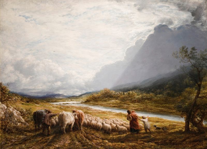 The Cloud de John Linnell, pintura al óleo que representa una nube luminosa en un vasto cielo.