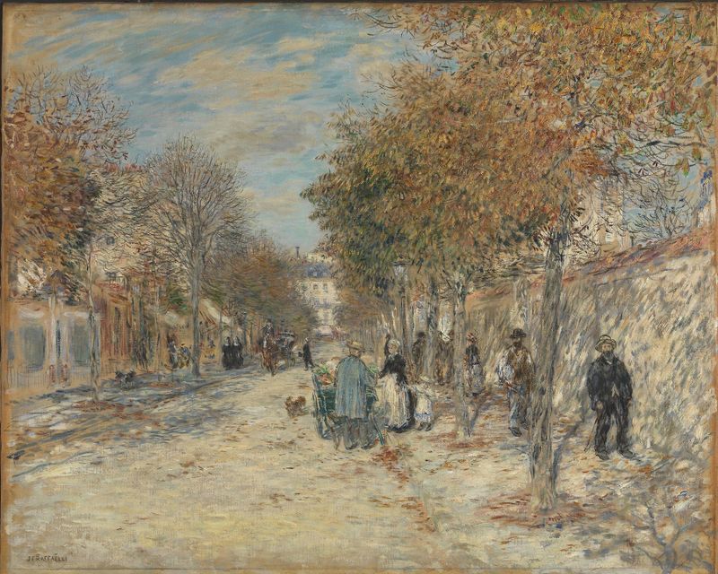 Gate i solskinn de Jean François Raffaëlli, impresionismo, paisaje con luz dorada