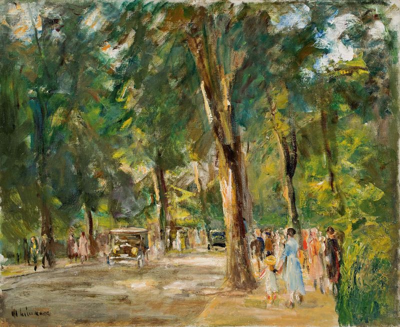 Die Große Seestraße in Wannsee mit Spaziergängern, oil painting by Max Liebermann