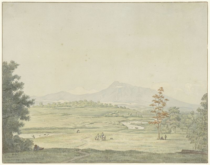 Landschap op Java, oil on canvas by Pieter van Oort Hzn, depicting lush foliage in a tropical landscape.