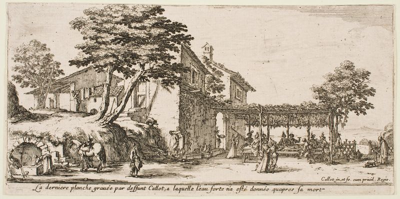 La Pequeña Arboleda, grabado de Jacques Callot que muestra un follaje exuberante y un paisaje tranquilo.