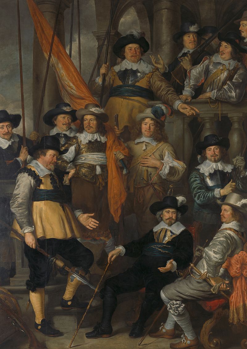 Historical oil painting by Govert Flinck depicting civic guardsmen in Amsterdam