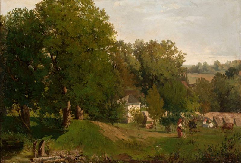 Paisaje que muestra la luz del amanecer sobre un río de Antoni Gramatyka
