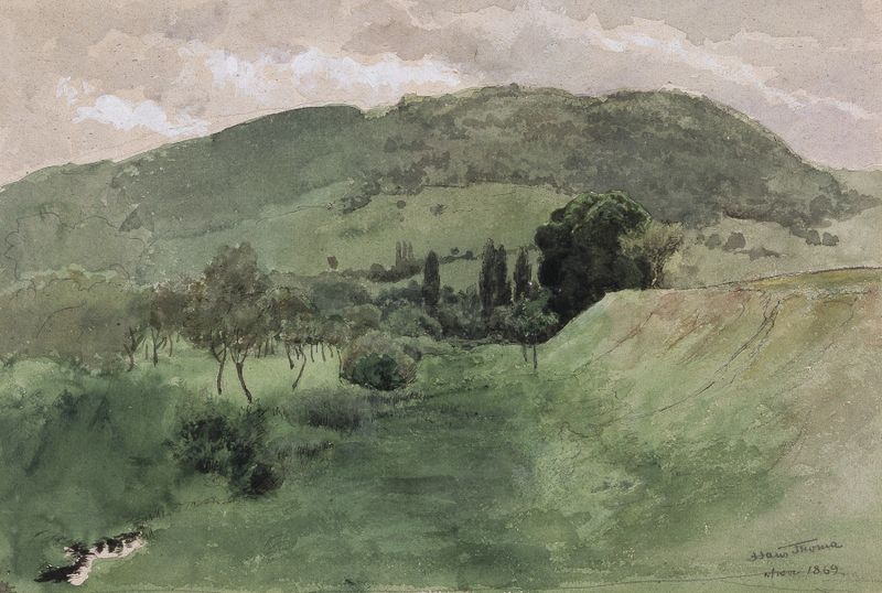 Landscape in the Black Forest by Hans Thoma, oil on canvas showing trees and sunlight.
