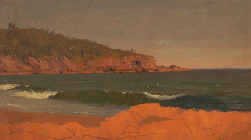 Maine Coast de Frederic Edwin Church, pintura al óleo que representa un sereno atardecer sobre el océano.