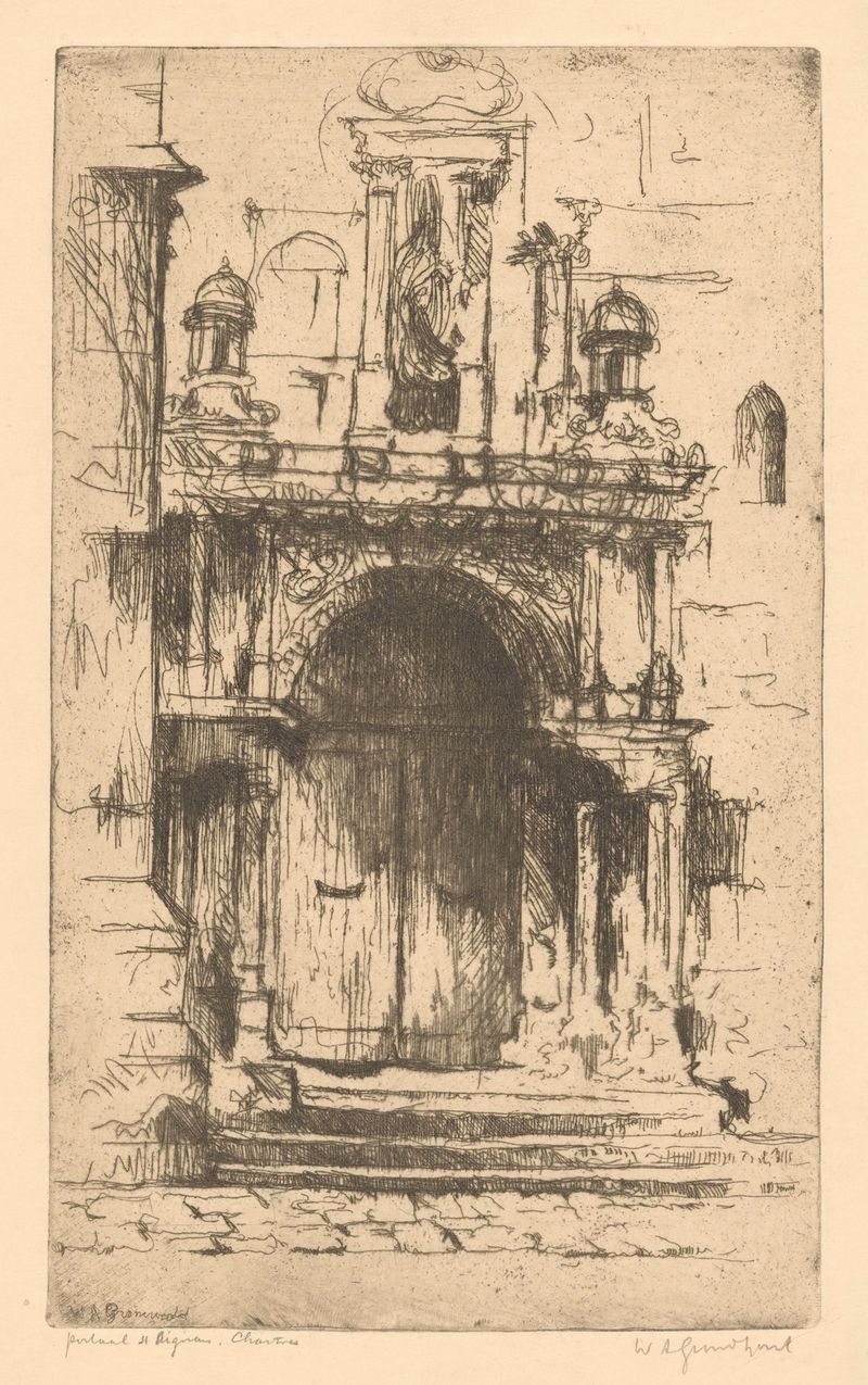 Église Saint-Aignan in Chartres, oil on canvas by Willem Adrianus Grondhout