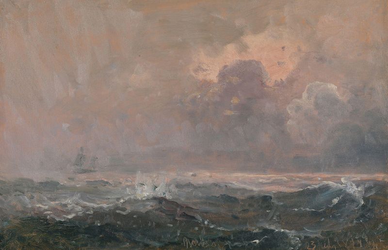 Estudio marino de Carl Frederik Sørensen, pintura al óleo que representa el océano y el cielo.
