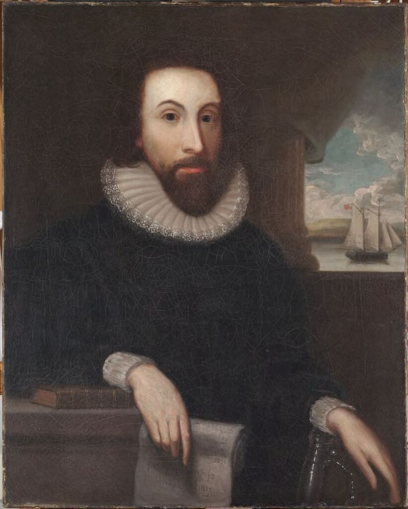 Retrato de John Winthrop, óleo sobre lienzo de un artista no identificado