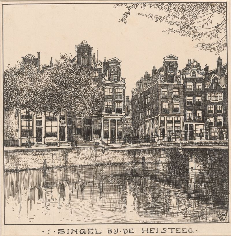 Paisagem impressionista de um canal ao pôr do sol por Willem Wenckebach