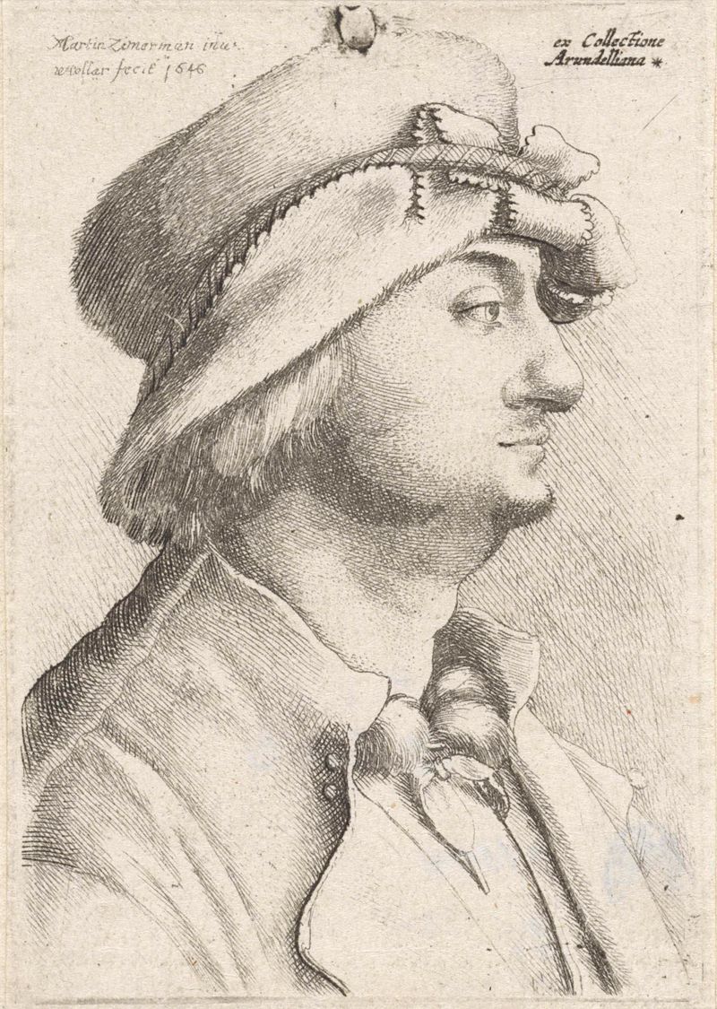 Retrato de un hombre con un sombrero de fieltro, grabado de Wenceslaus Hollar