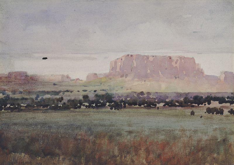 Landscape of In The Plateau Country, Colorado by William Henry Holmes, oil painting