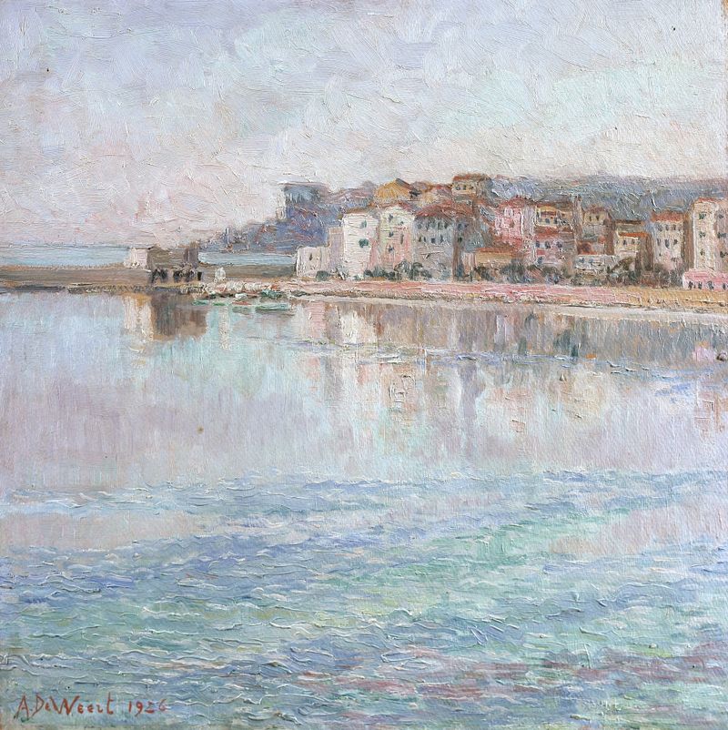 Marine scene with azure waves and reflections, oil painting by Anna De Weert