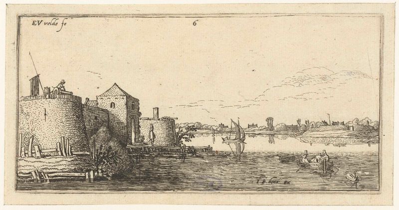 Fort met verdedigingswerken van Tholen aan de Schelde, gravura de Esaias van de Velde
