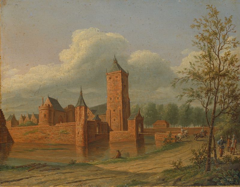 Batestein Castle near Vianen, oil on panel by Jan Jacob Teyler van Hall